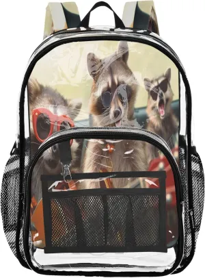 CHIFIGNO Funny Raccoons Girls Bag, Clear Plastic Bag, See through Bag, Clear Bag