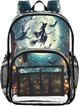 CHIFIGNO Halloween Hocus Pocus School Backpacks, Large Clear Bag, Book Bag