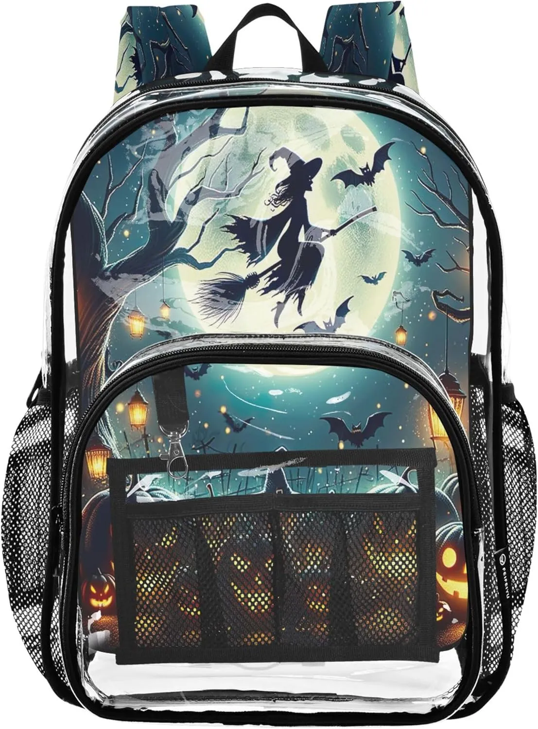 CHIFIGNO Halloween Hocus Pocus School Backpacks, Large Clear Bag, Book Bag