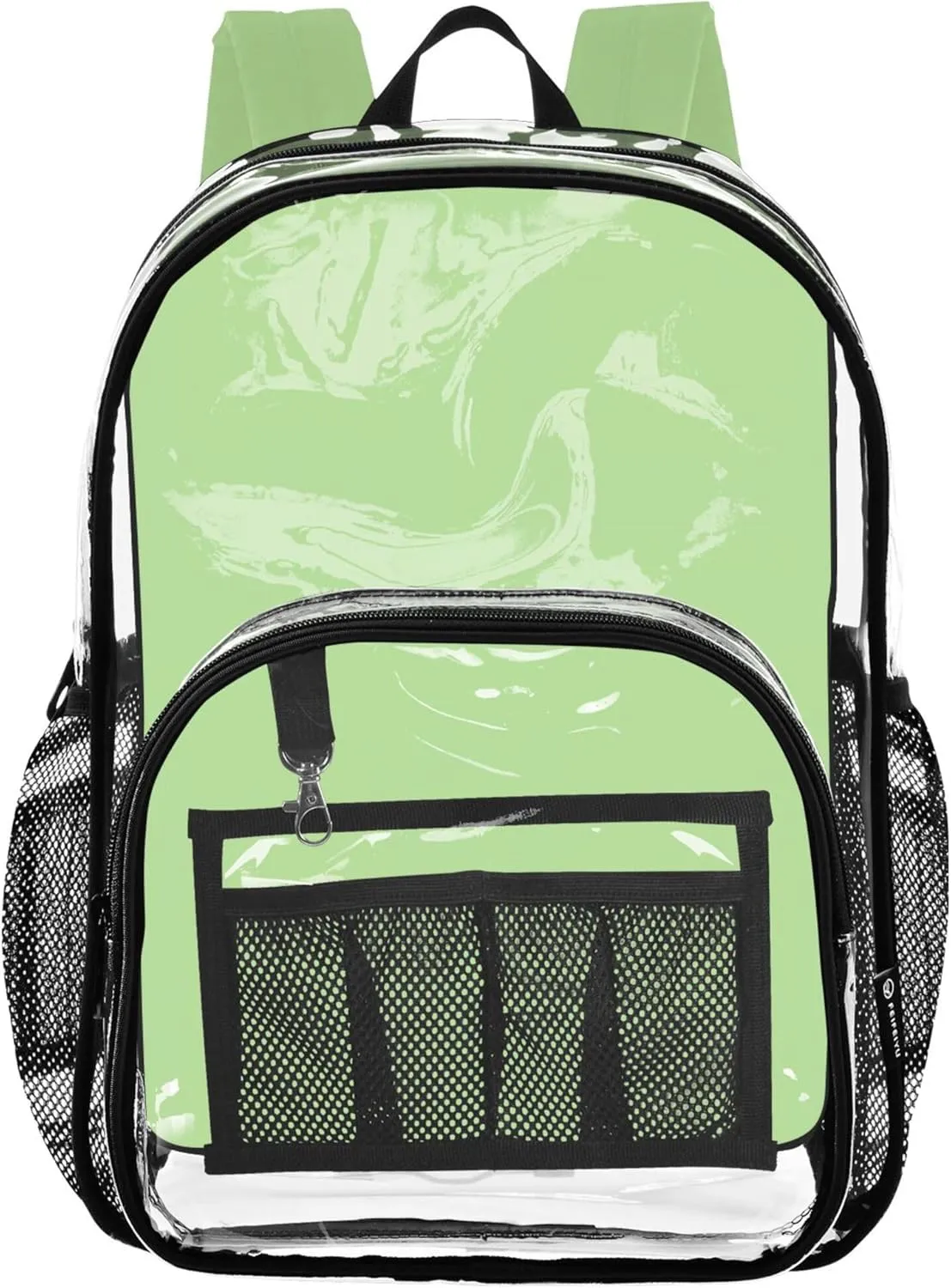 CHIFIGNO Plain Fresh Leaves Solid Color Girls School Backpack, Transparent Plastic Bag, Clear Backpacks for School, Backpack for Kids 8-12