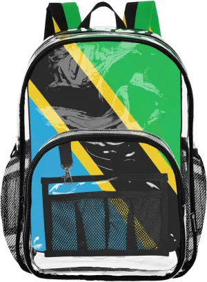 CHIFIGNO Tanzania Flag Girls School Backpack, Clear Plastic Bag, Book Bag, Clear Backpacks
