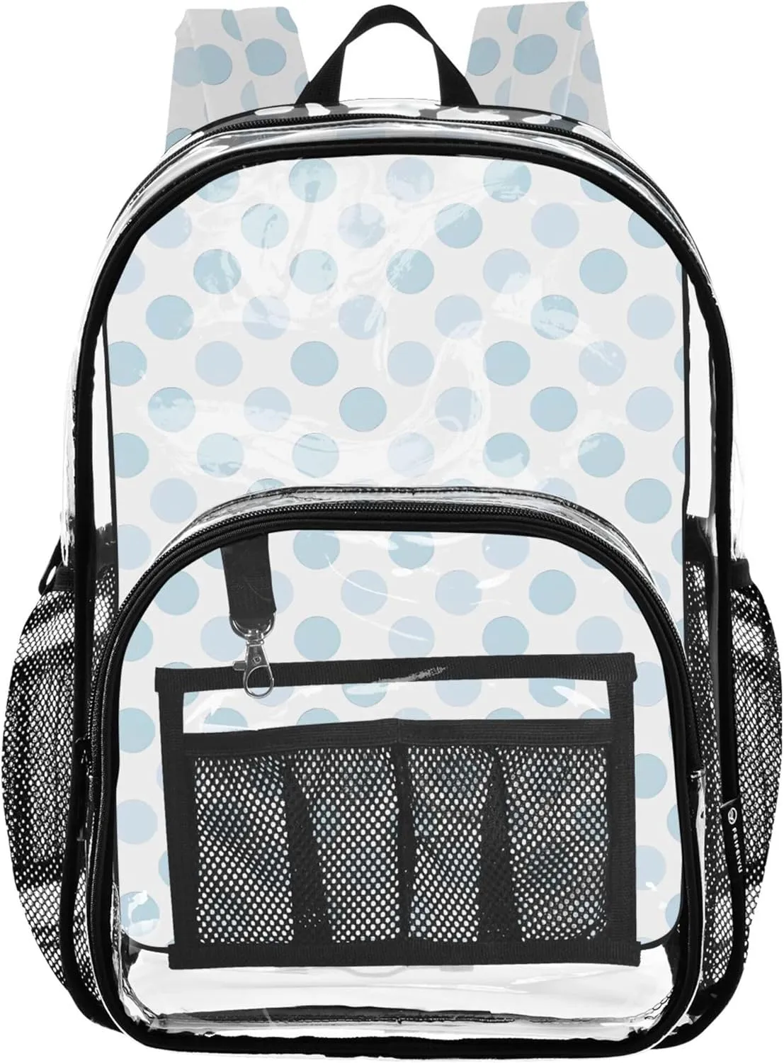 CHIFIGNO White Blue Pastel Polka Dot Girls Backpacks, Clear Plastic Bag, Clear Backpack for Boys, Girl Backpacks