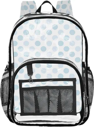 CHIFIGNO White Blue Pastel Polka Dot Girls Backpacks, Clear Plastic Bag, Clear Backpack for Boys, Girl Backpacks