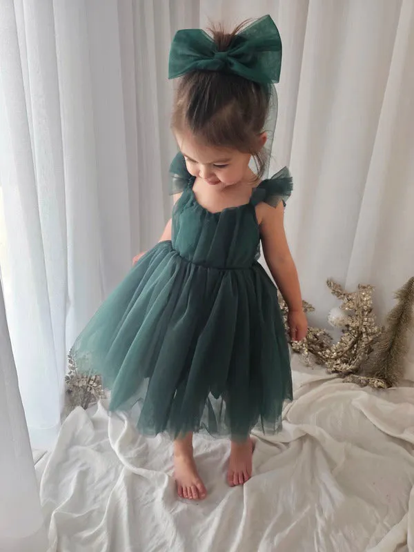 Chloe Green Flutter Sleeve Dress
