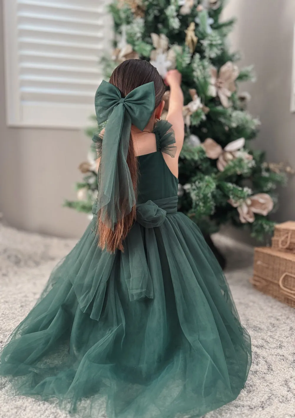 Chloe Green Flutter Sleeve Dress