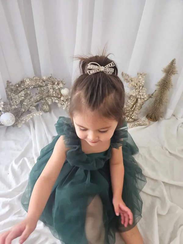 Chloe Green Flutter Sleeve Dress
