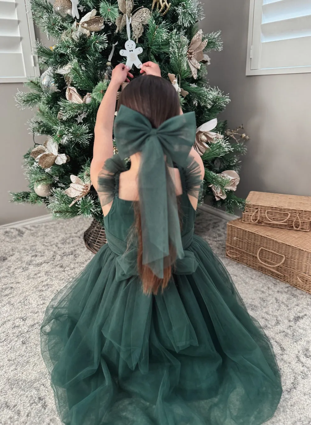Chloe Green Flutter Sleeve Dress