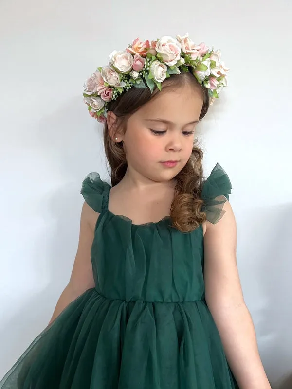 Chloe Green Flutter Sleeve Dress