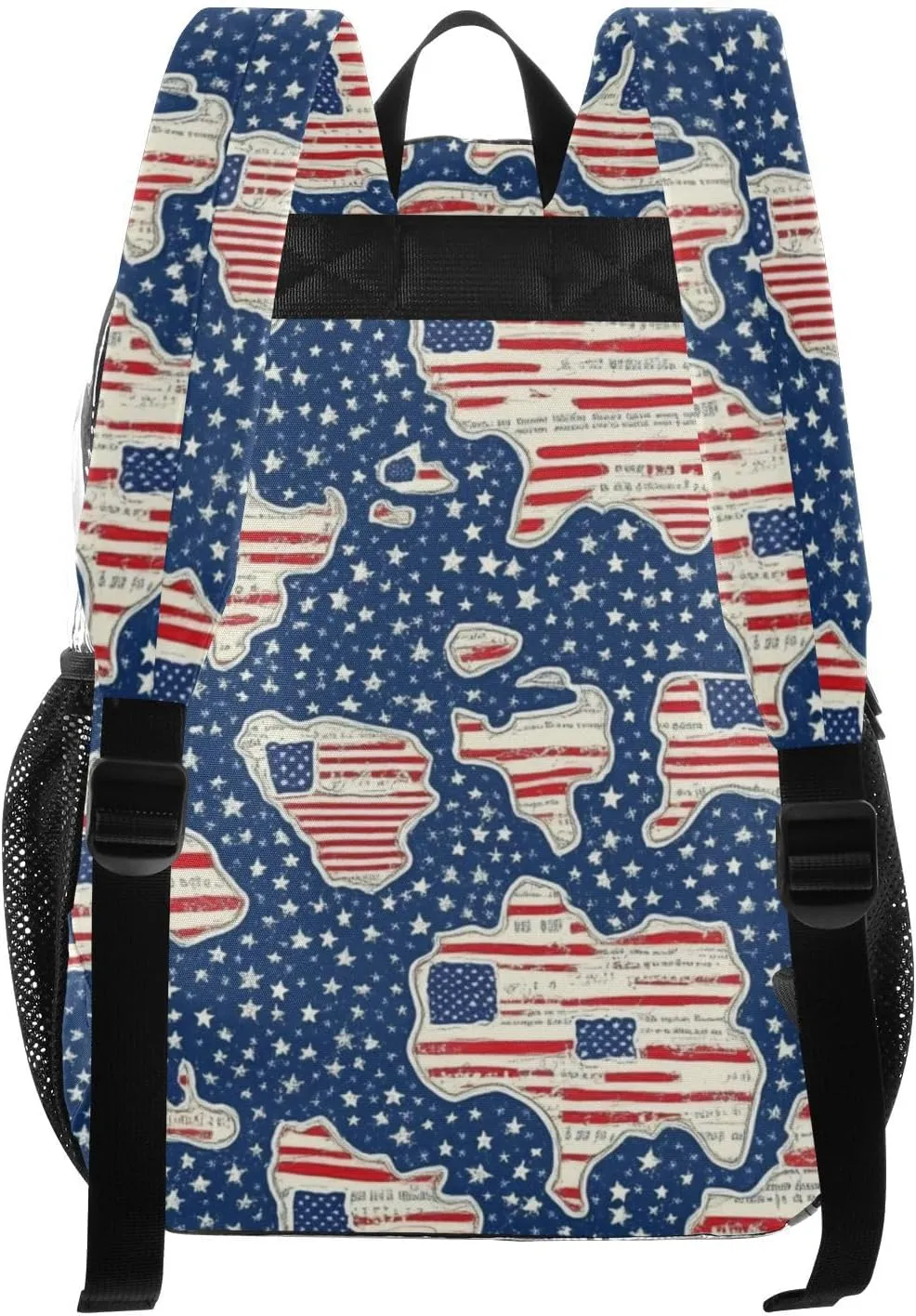Clear Backpack for Stadium Events School Backpacks Girls Boys heavy duty PVC Waterproof Transparent Plastic Book Bag for Women Work 4th Of July Flag Stars Print