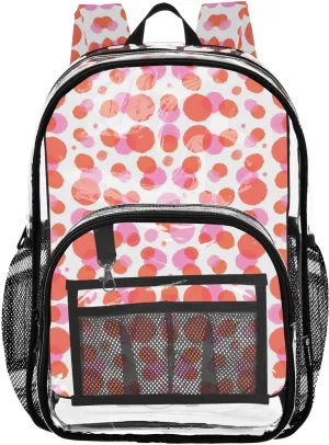 Clear Backpack for Stadium Events School Backpacks Girls Boys heavy duty PVC Waterproof Transparent Plastic Book Bag for Women Work Abstract Dotty