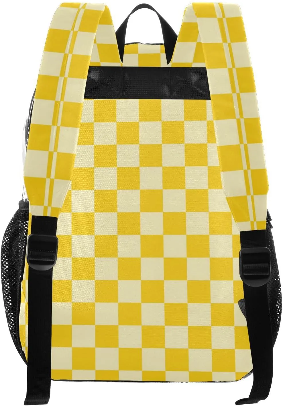 Clear Backpack for Stadium Events School Backpacks Girls Boys heavy duty PVC Waterproof Transparent Plastic Book Bag for Women Work Checkered Yellow