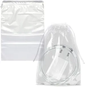 Clear Drawstring Bag, 5 x 8 Inches, 1000 Pack, 2 Mil Double Drawstring Plastic Bags, Waterproof for Goodies, Travel Essentials