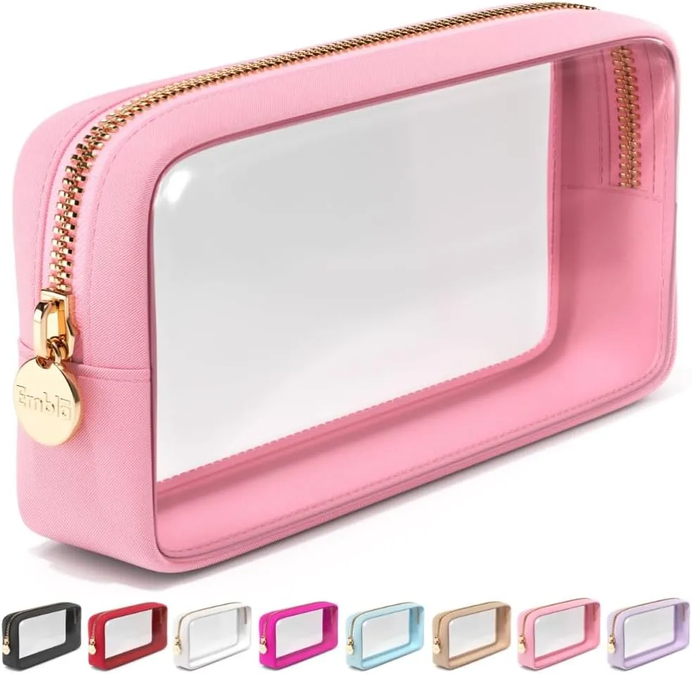 Clear Makeup Bag Zipper Pouch, Transparent Cosmetic Case Organizer, TSA Approved Travel Toiletry Case, Travel Accessories Essentials Makeup Tote for Women, Small Cute Make up Bag for Purse - Flamingo