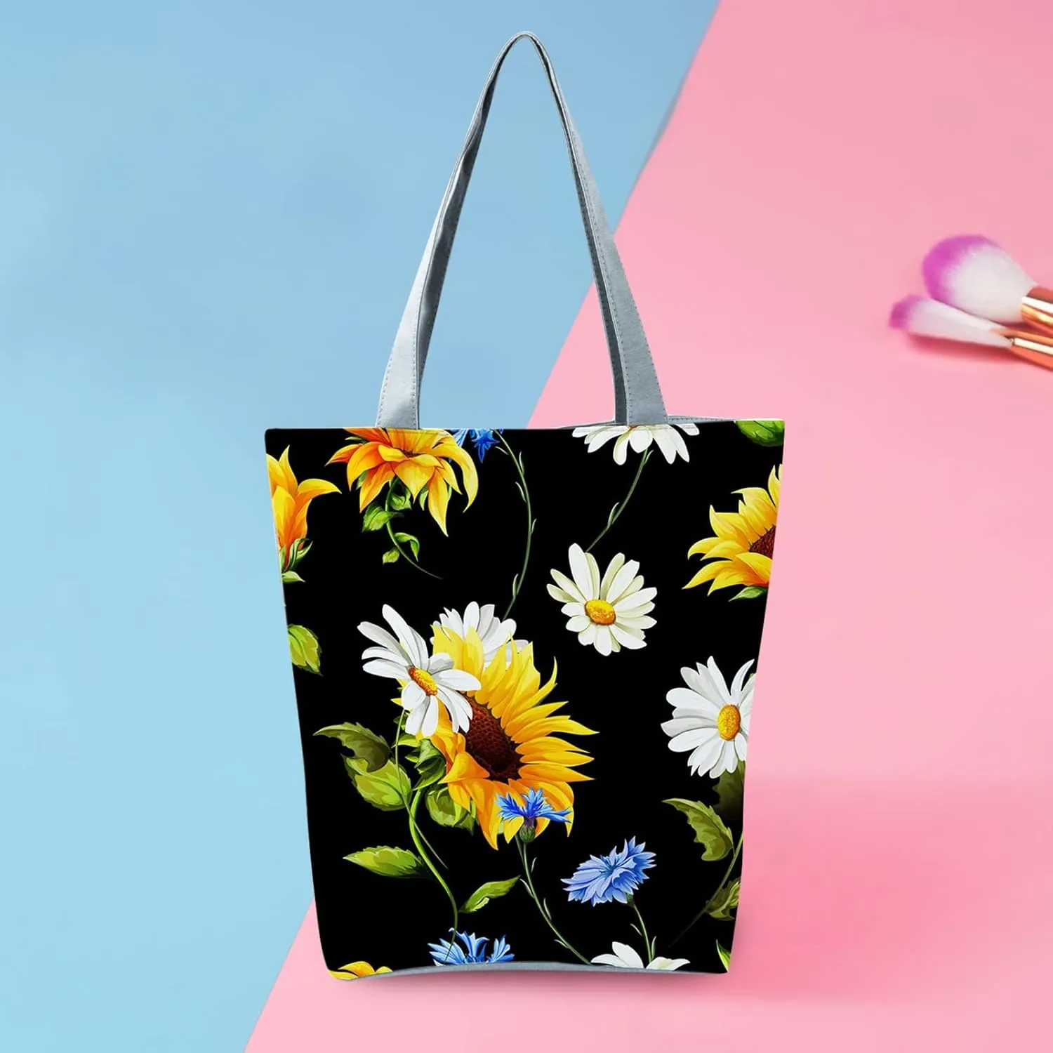 Clutch Saddle Bag New Women's Slouchy Large Capacity Zippered Sunflower Printed Shoulder Bag