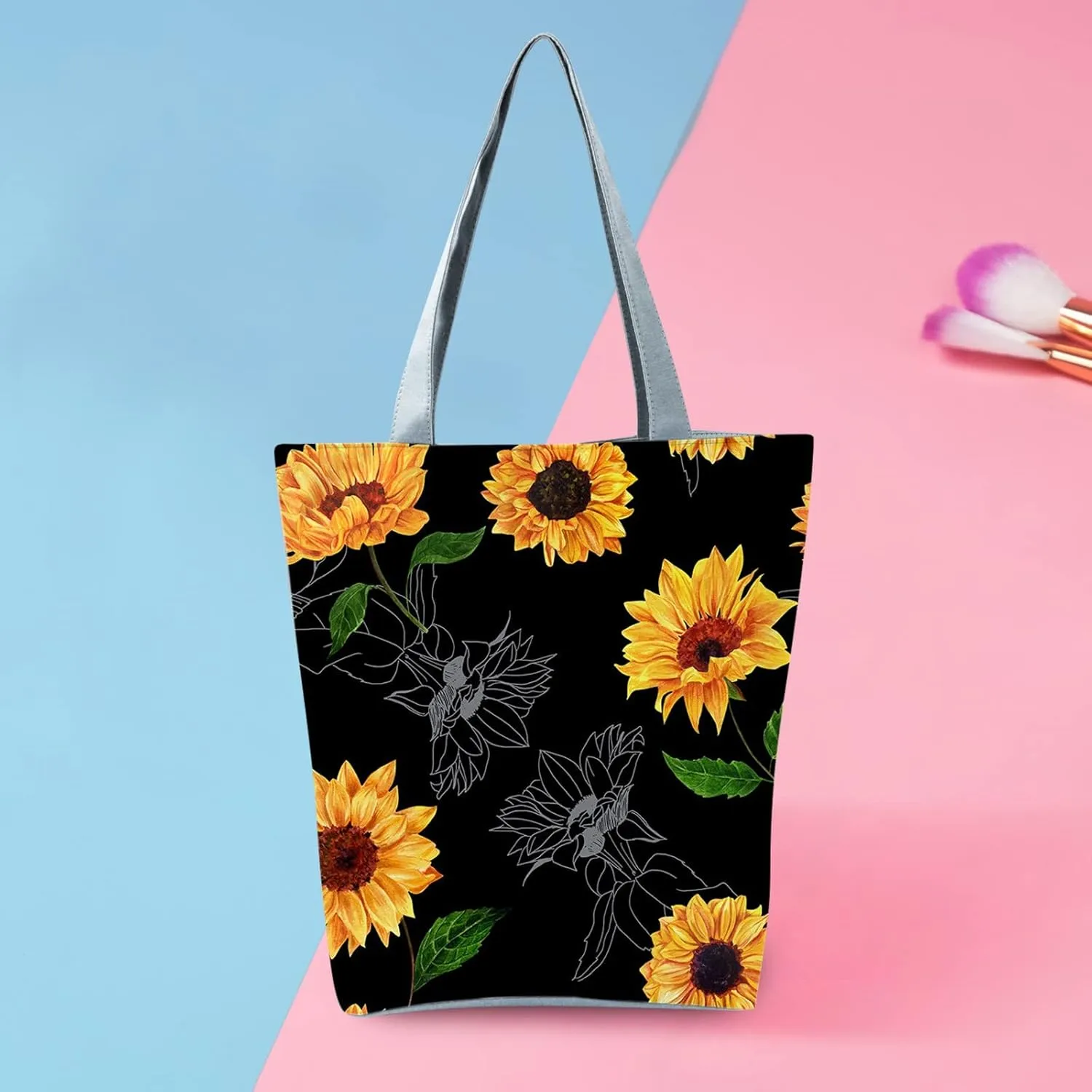 Clutch Saddle Bag New Women's Slouchy Large Capacity Zippered Sunflower Printed Shoulder Bag
