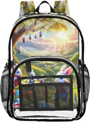 Colorful Eggs Rabbit Girls School Backpacks, Clear Plastic Bags, Transparent School Bag, School Bags for Boys