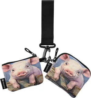 Colorful Pig Zip Around Wristlet Wallet for Women Portable Detachable Dual Pocket Keychain Wallet Wrist Wallet