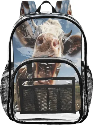Cow Portrait Funny Backpack for School, Clear Plastic Bag, Backpack Bag, Backpack Clear