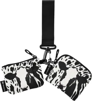 Cow Texture Zip Around Wristlet Wallet for Women Portable Detachable Dual Pocket Keychain Wallet Wrist Wallet