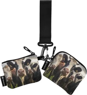 Cows Zip Around Wristlet Wallet for Women Portable Detachable Dual Pocket Keychain Wallet Wrist Wallet
