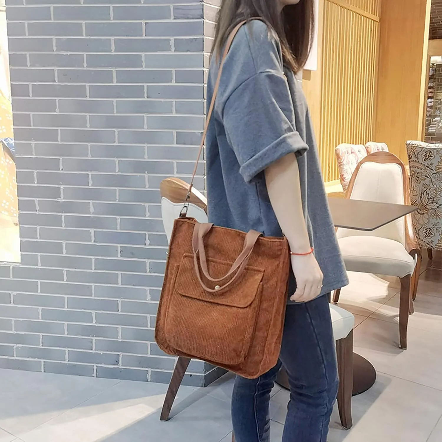Crossbody Bags for Women Corduroy Tote Bag Women Shoulder Bag Casual Top Handle Ladies Handbags