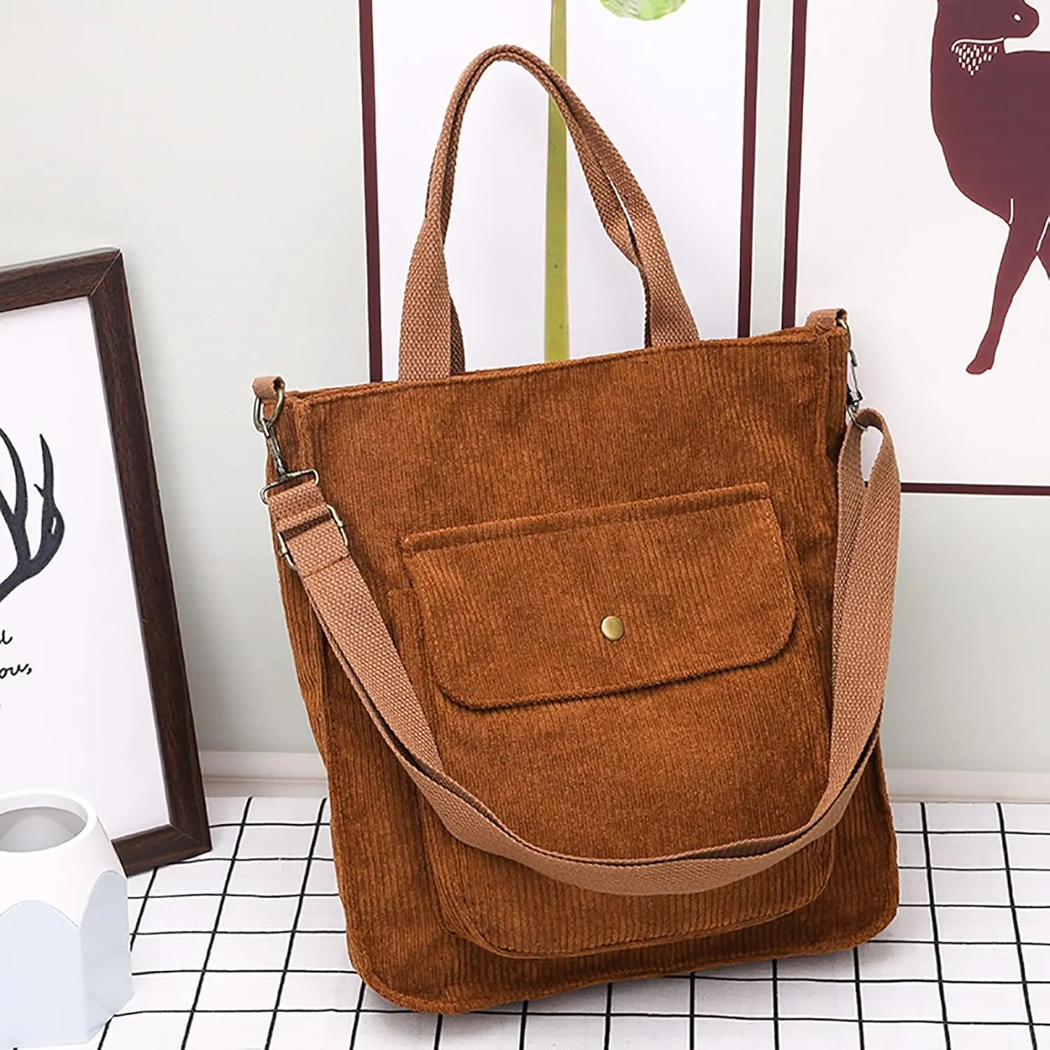 Crossbody Bags for Women Corduroy Tote Bag Women Shoulder Bag Casual Top Handle Ladies Handbags