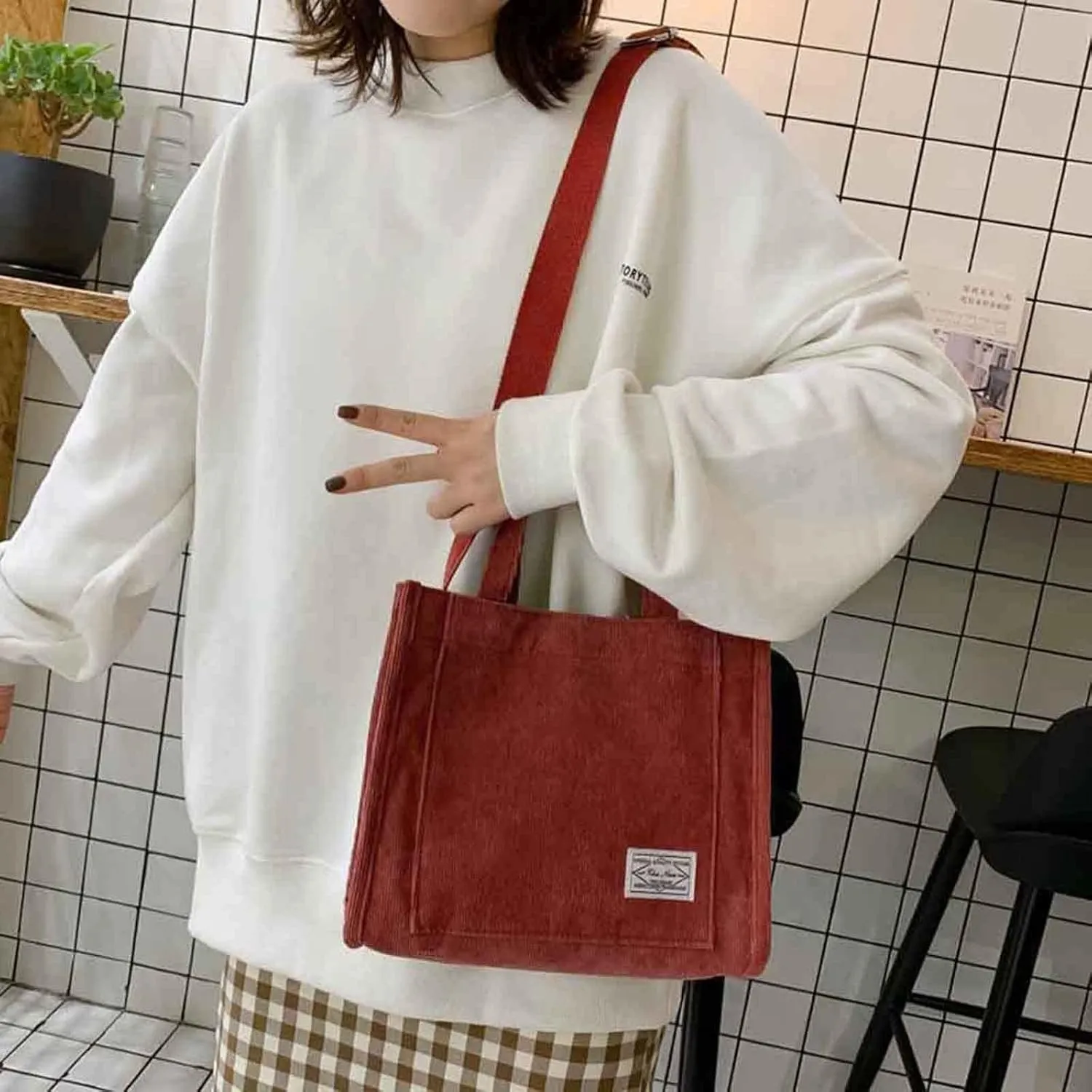 Crossbody Handbag Purse Girls' Polyester Small Square Bag Korean Fashion Portable One Shoulder Drawstring