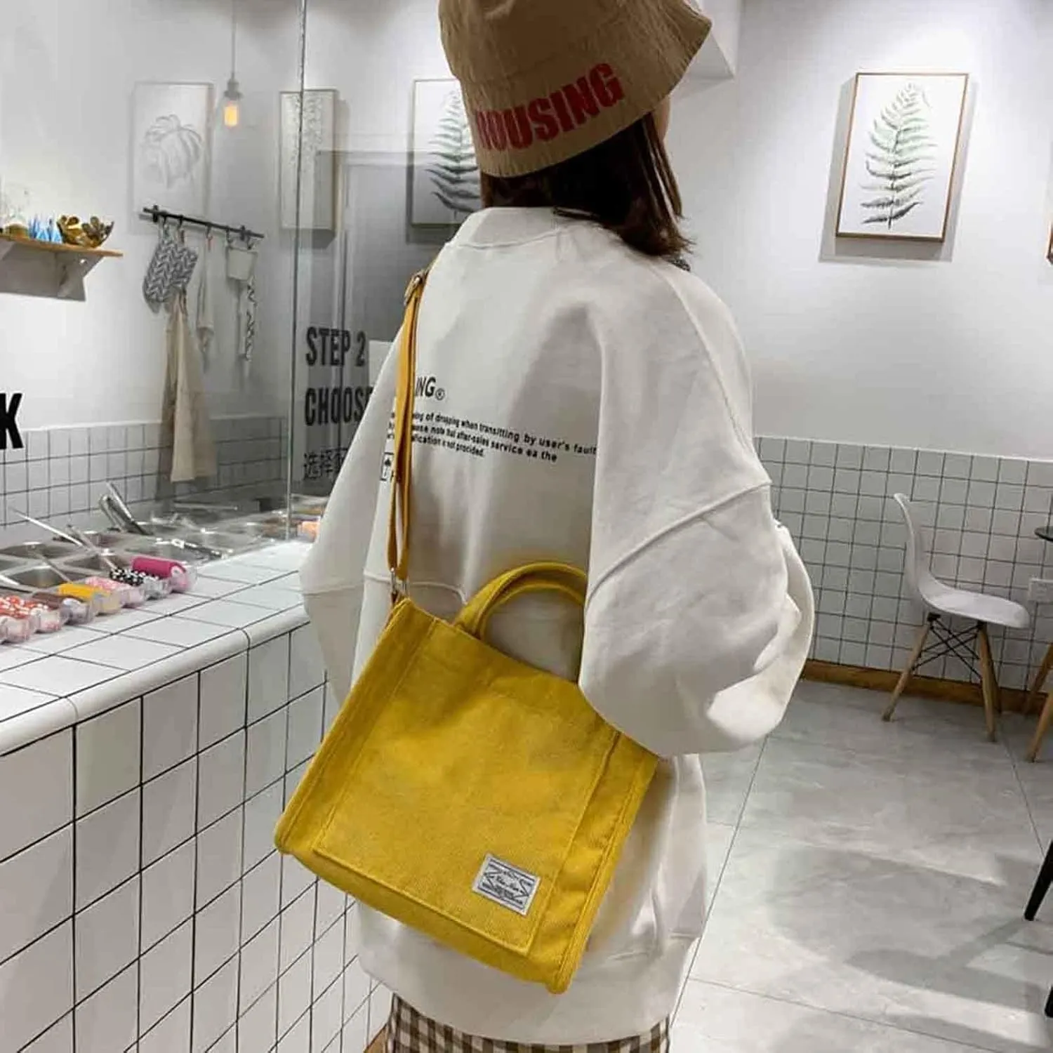 Crossbody Handbag Purse Girls' Polyester Small Square Bag Korean Fashion Portable One Shoulder Drawstring