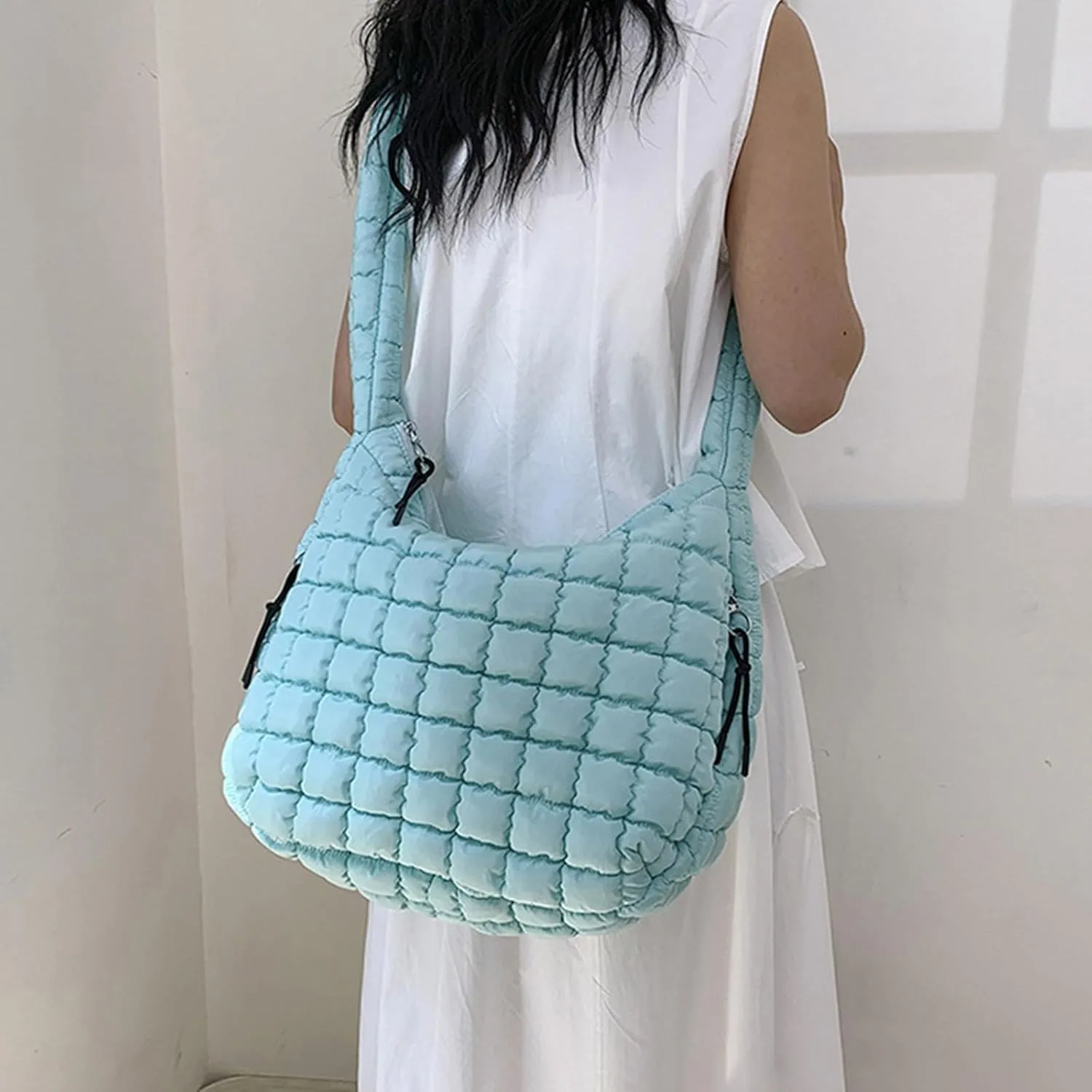 Crossbody Handbag Purse Pleated Clouds Bag Fashion Shoulder Tote Dumpling Bag Large Capacity Down Cotton Armpit Women's