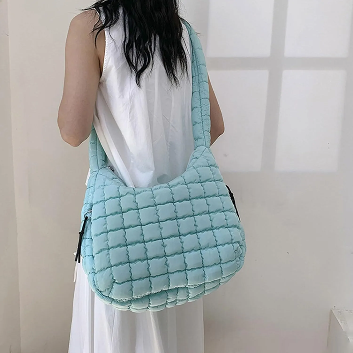 Crossbody Handbag Purse Pleated Clouds Bag Fashion Shoulder Tote Dumpling Bag Large Capacity Down Cotton Armpit Women's
