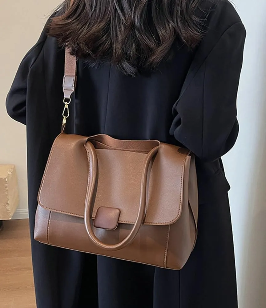 Crossbody Shoulder Bag for Women Soft Vegan Leather Tote Purse Trendy Handbags Work Messenger Bag Satchels