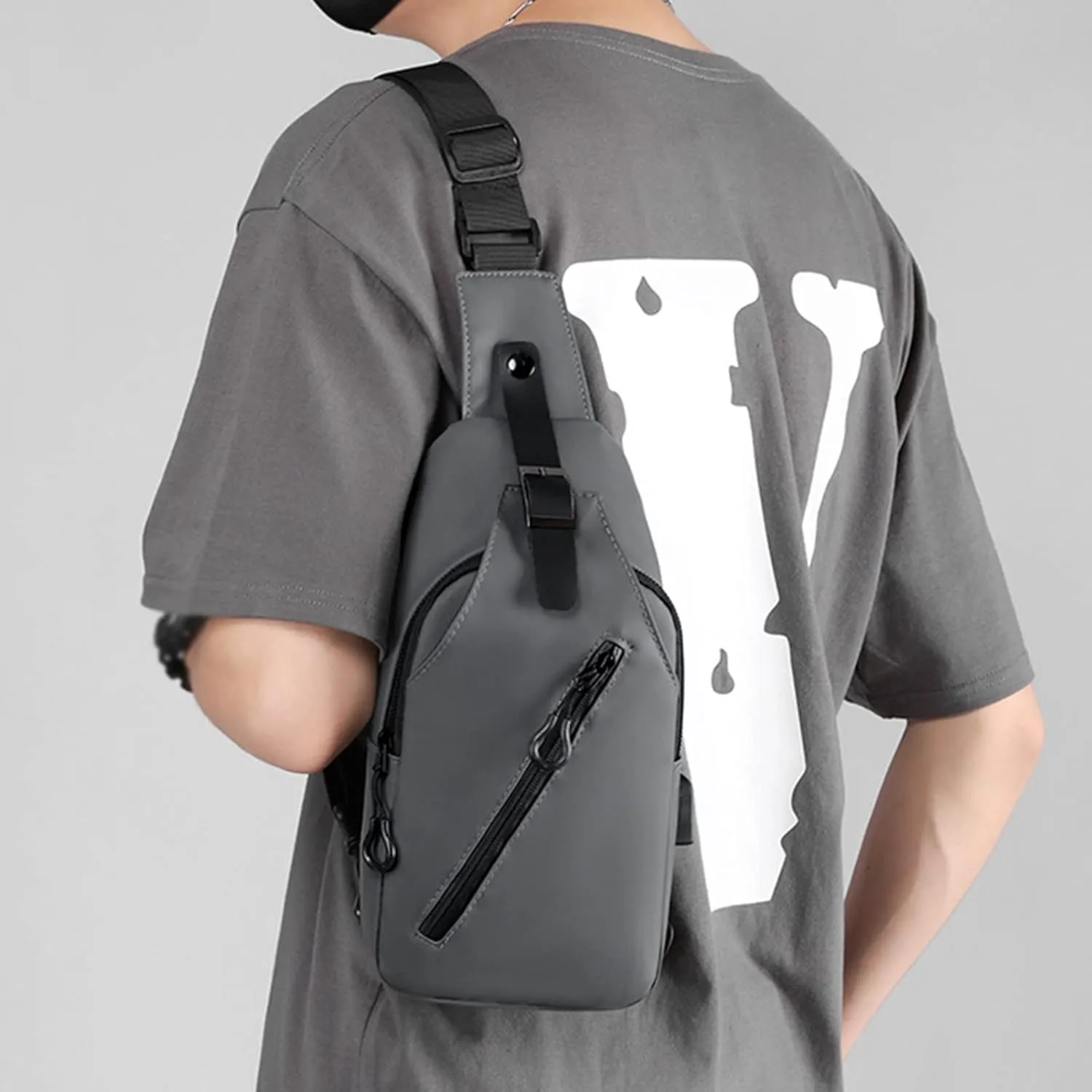 Crossbody Waterproof Trendy Bag for Men Women Cell Phone Chest Bags for Travel Work Gym Water Proof Bag(Grey)