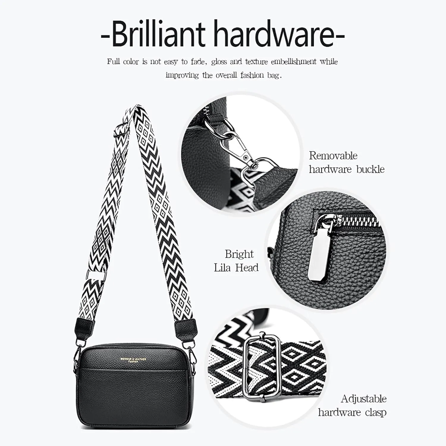 Crossbody Waterproof Trendy Bag for Men Women Cross Body Shoulder Bags with Keyholder 2025 Large Handbags(Black)