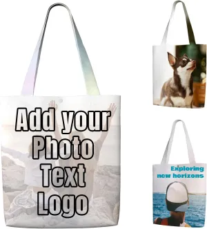 Custom Grocery bag with Photo/Logo/Text,Personalized Canvas bags,Customized canvas grocery Bag for women shopping