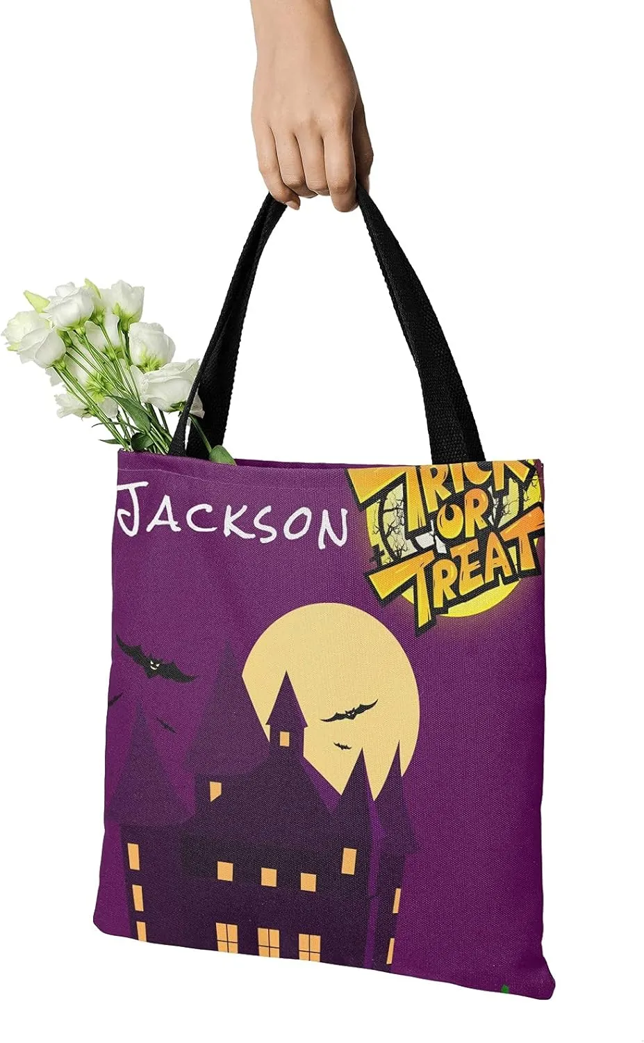 Custom Tote Bags Personalized Canaves Tote Bags with your Name Halloween Tote Bags Customized Tote Bags for Shopping Gift