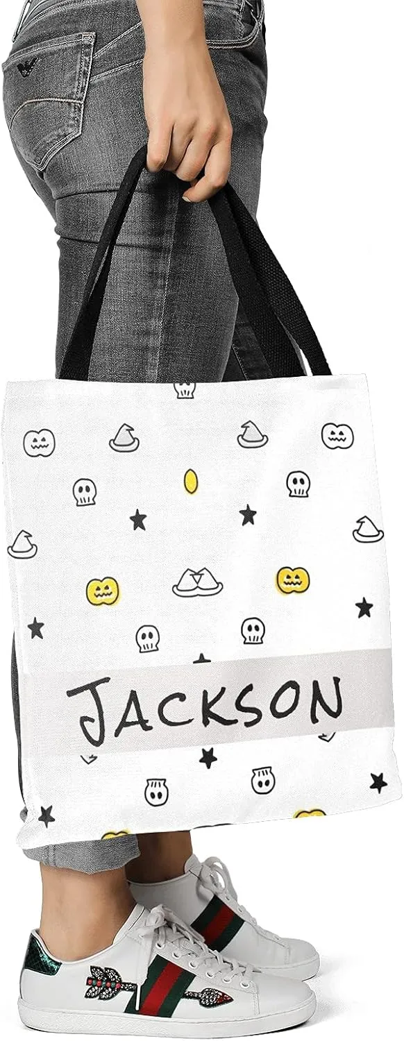 Custom Tote Bags Personalized Canaves Tote Bags with your Name Halloween Tote Bags Customized Tote Bags for Shopping Gift