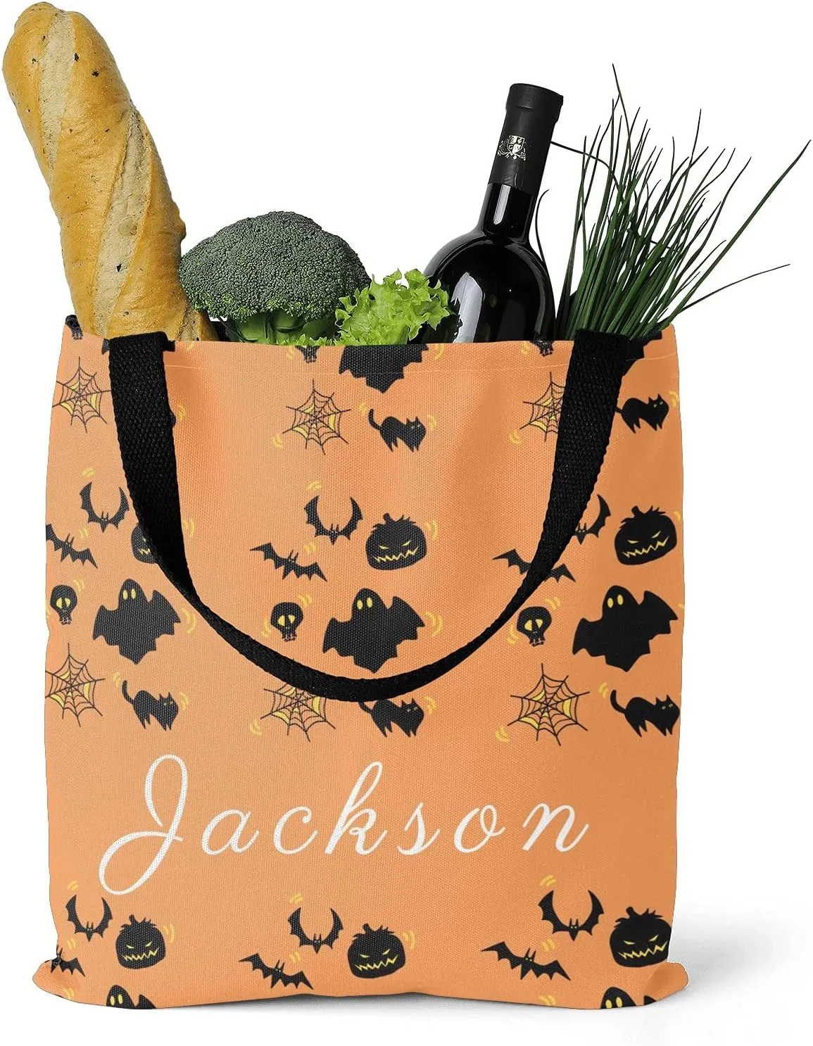 Custom Tote Bags Personalized Canaves Tote Bags with your Name Halloween Tote Bags Customized Tote Bags for Shopping Gift