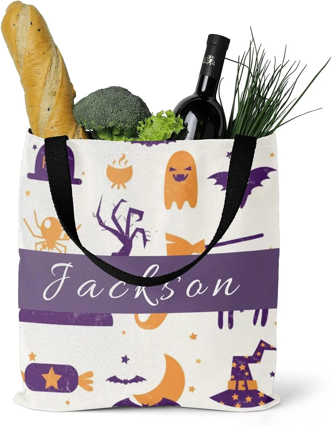 Custom Tote Bags Personalized Canaves Tote Bags with your Name Halloween Tote Bags Customized Tote Bags for Shopping Gift
