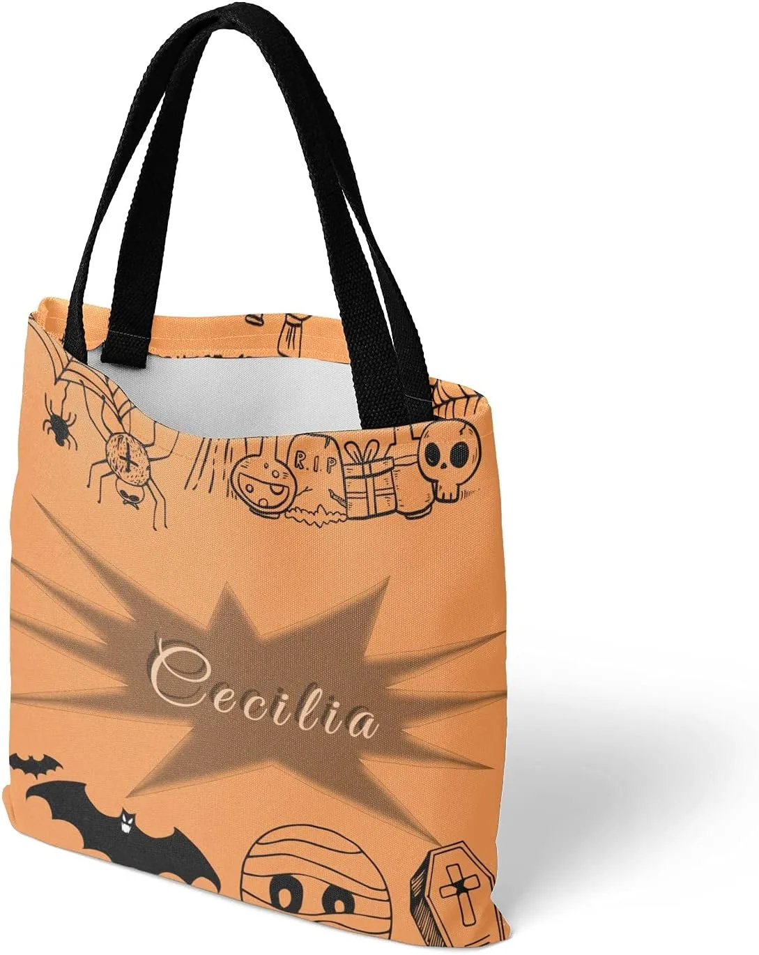Custom Tote Bags Personalized Canaves Tote Bags with your Name Halloween Tote Bags Customized Tote Bags for Shopping Gift
