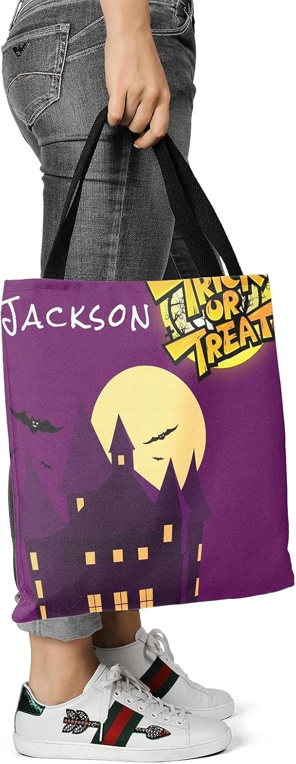 Custom Tote Bags Personalized Canaves Tote Bags with your Name Halloween Tote Bags Customized Tote Bags for Shopping Gift