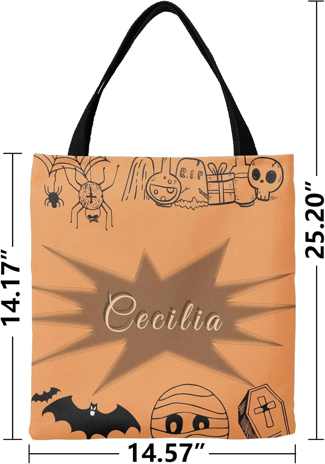 Custom Tote Bags Personalized Canaves Tote Bags with your Name Halloween Tote Bags Customized Tote Bags for Shopping Gift