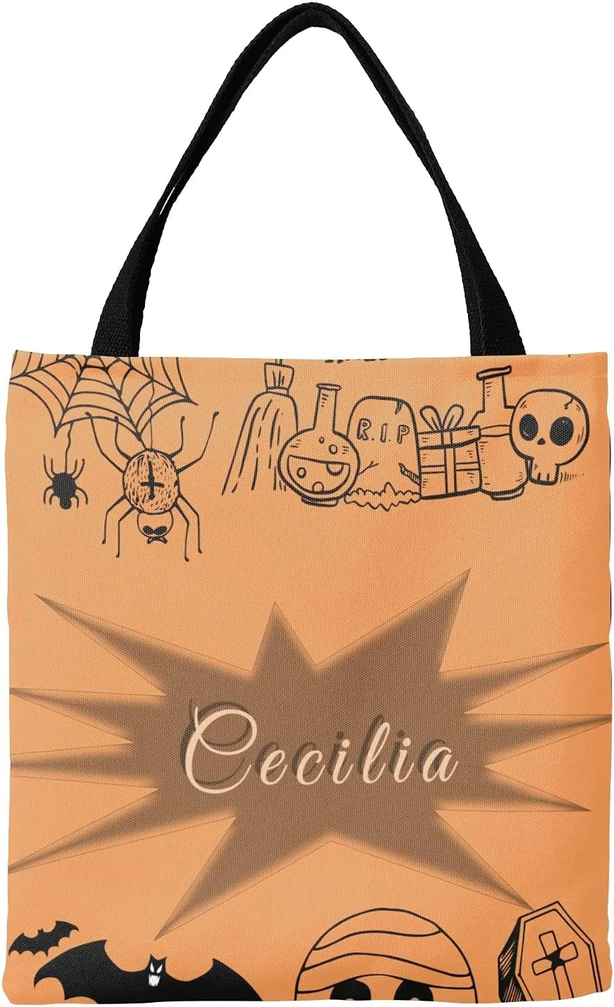 Custom Tote Bags Personalized Canaves Tote Bags with your Name Halloween Tote Bags Customized Tote Bags for Shopping Gift