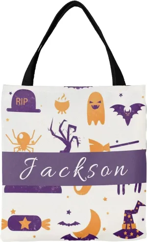 Custom Tote Bags Personalized Canaves Tote Bags with your Name Halloween Tote Bags Customized Tote Bags for Shopping Gift