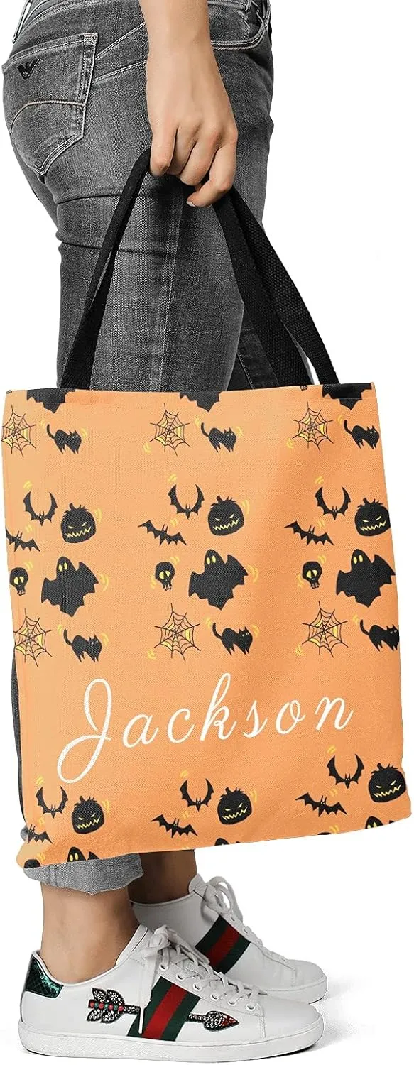 Custom Tote Bags Personalized Canaves Tote Bags with your Name Halloween Tote Bags Customized Tote Bags for Shopping Gift