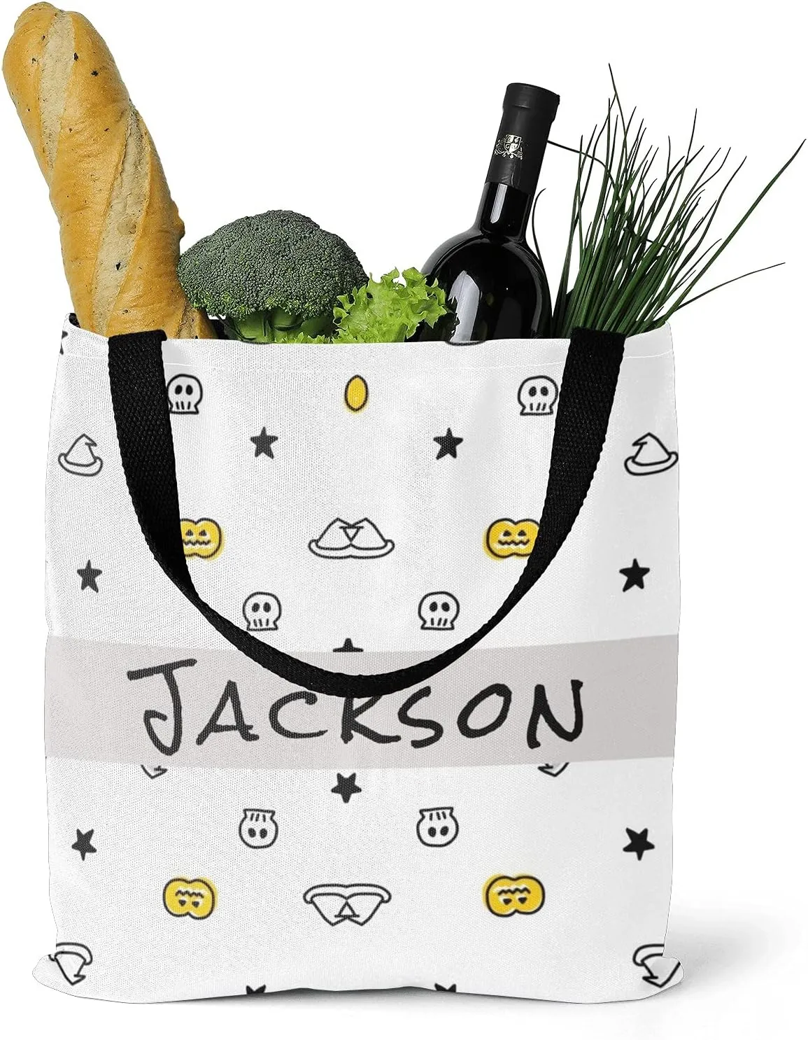Custom Tote Bags Personalized Canaves Tote Bags with your Name Halloween Tote Bags Customized Tote Bags for Shopping Gift