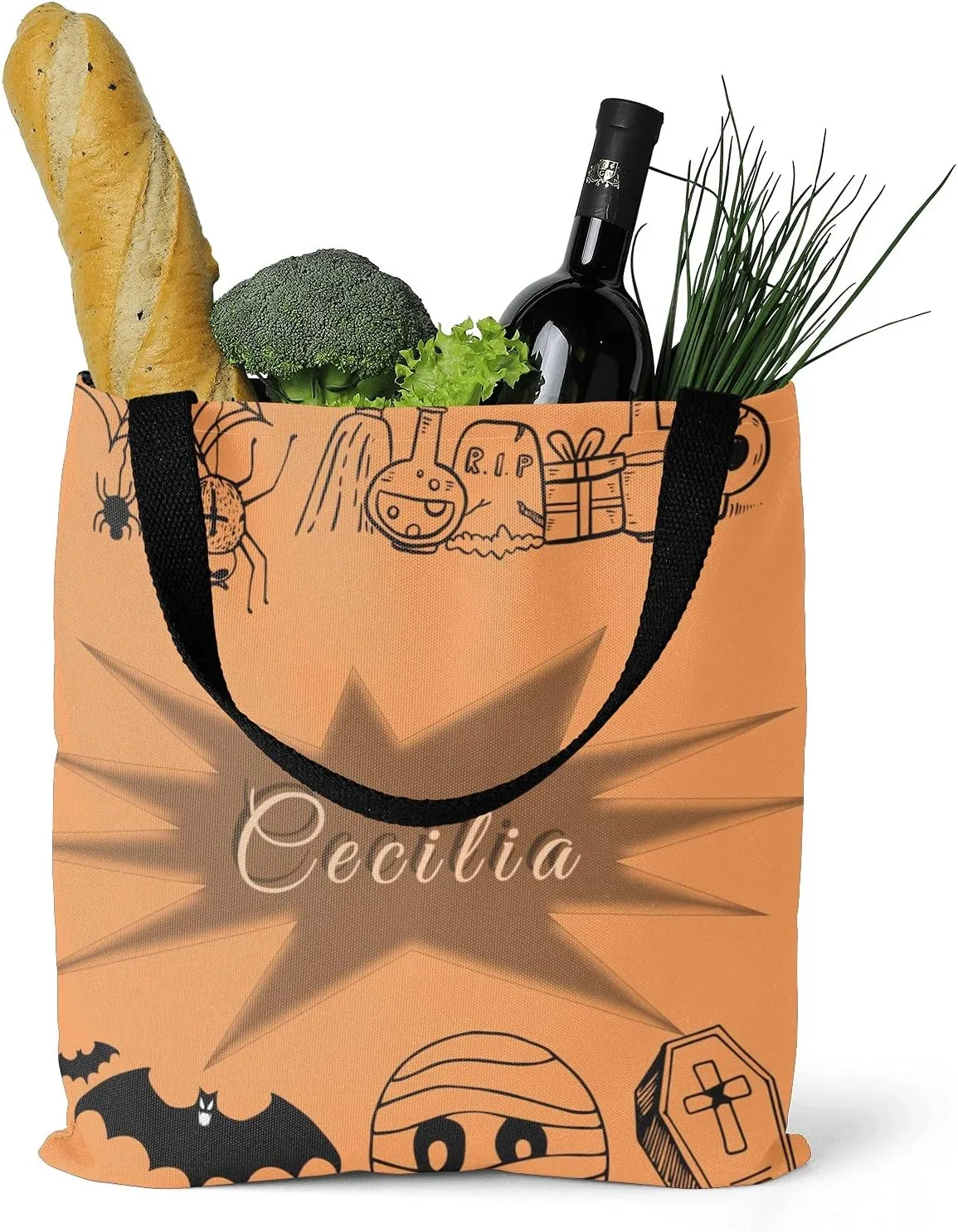 Custom Tote Bags Personalized Canaves Tote Bags with your Name Halloween Tote Bags Customized Tote Bags for Shopping Gift