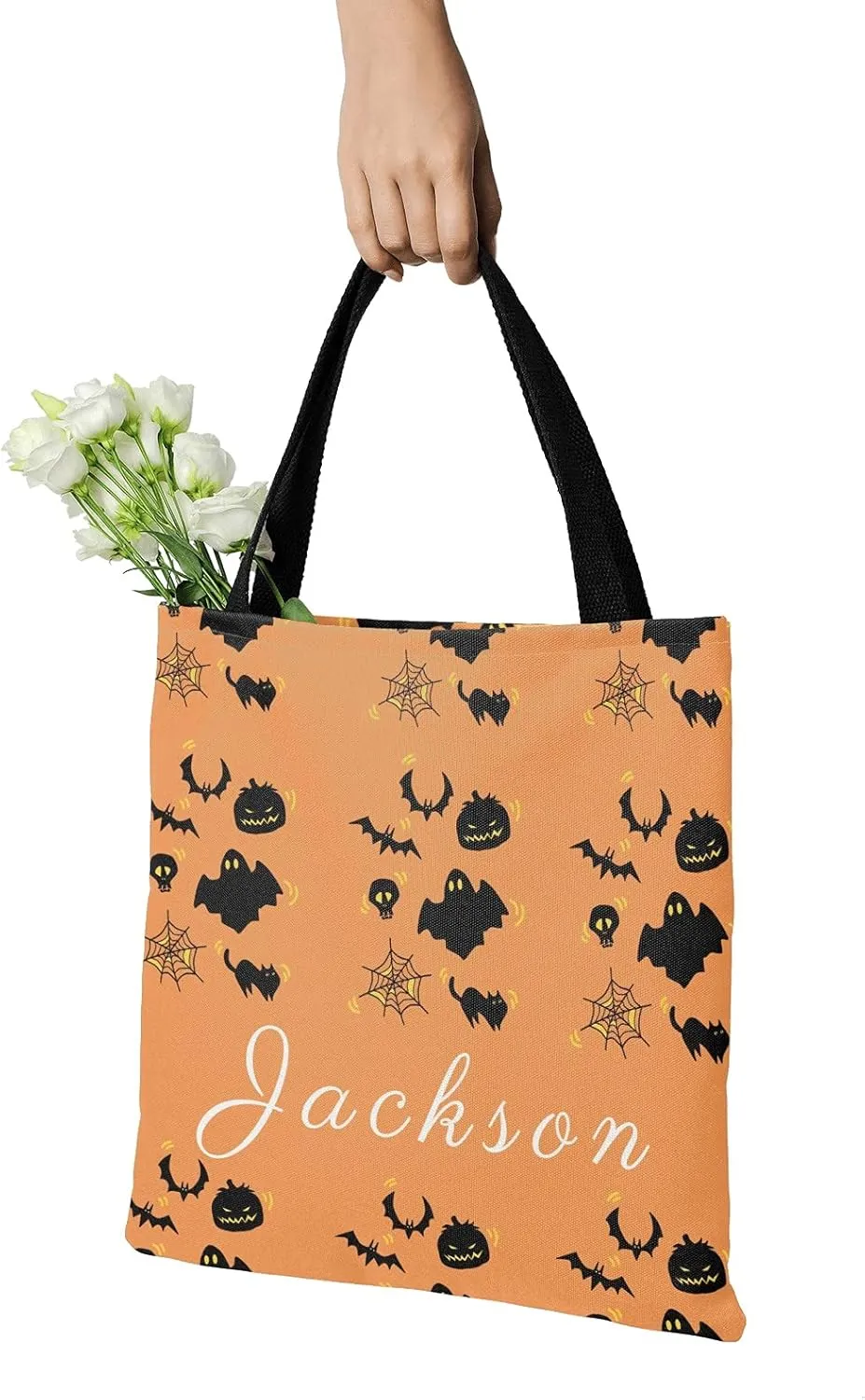 Custom Tote Bags Personalized Canaves Tote Bags with your Name Halloween Tote Bags Customized Tote Bags for Shopping Gift
