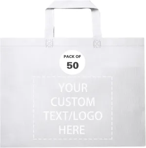Custom Tote Bags Set of 50, Bulk Pack Grocery Shopping Travel Business Activities advertisement Reusable Bag
