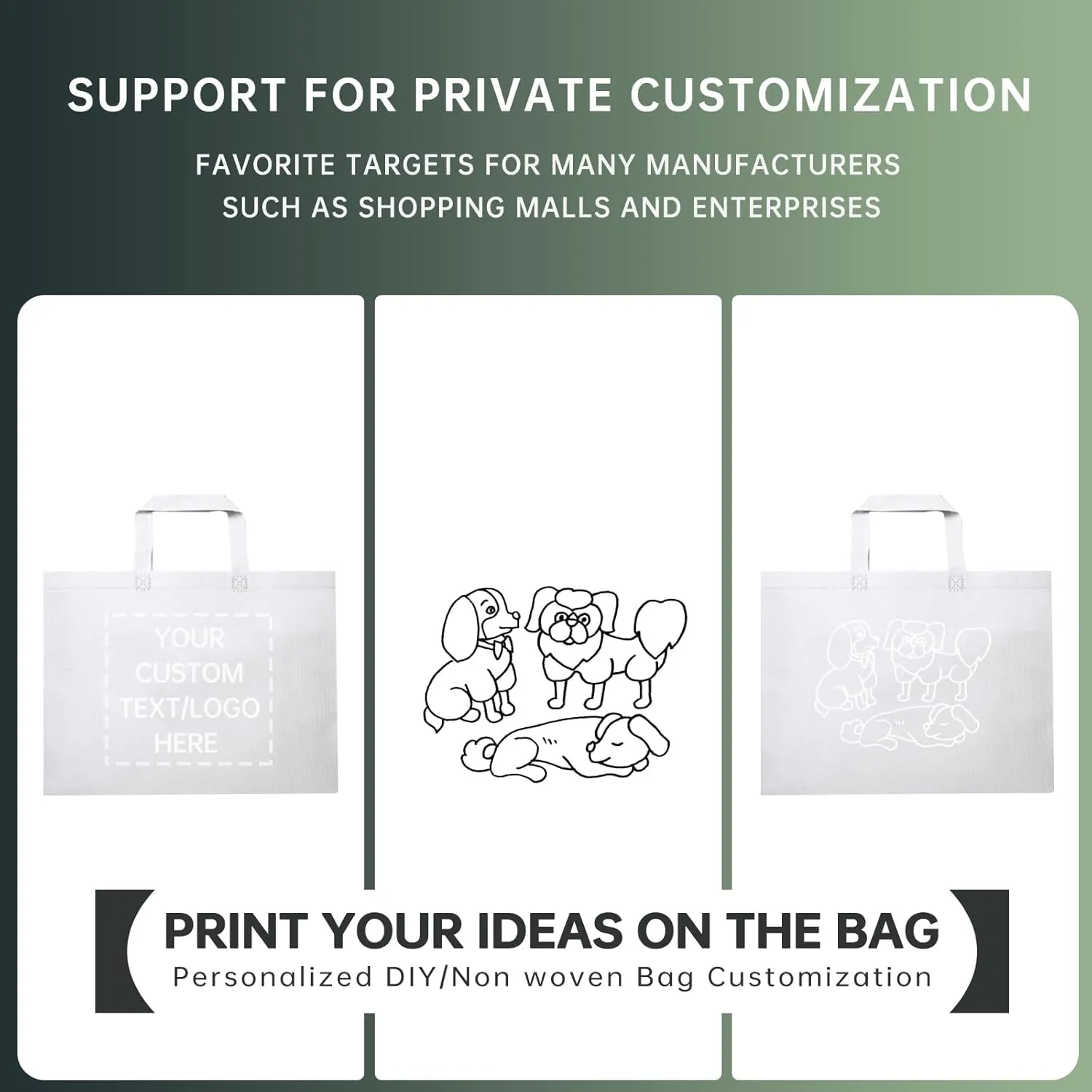 Custom Tote Bags Set of 50, Bulk Pack Grocery Shopping Travel Business Activities advertisement Reusable Bag