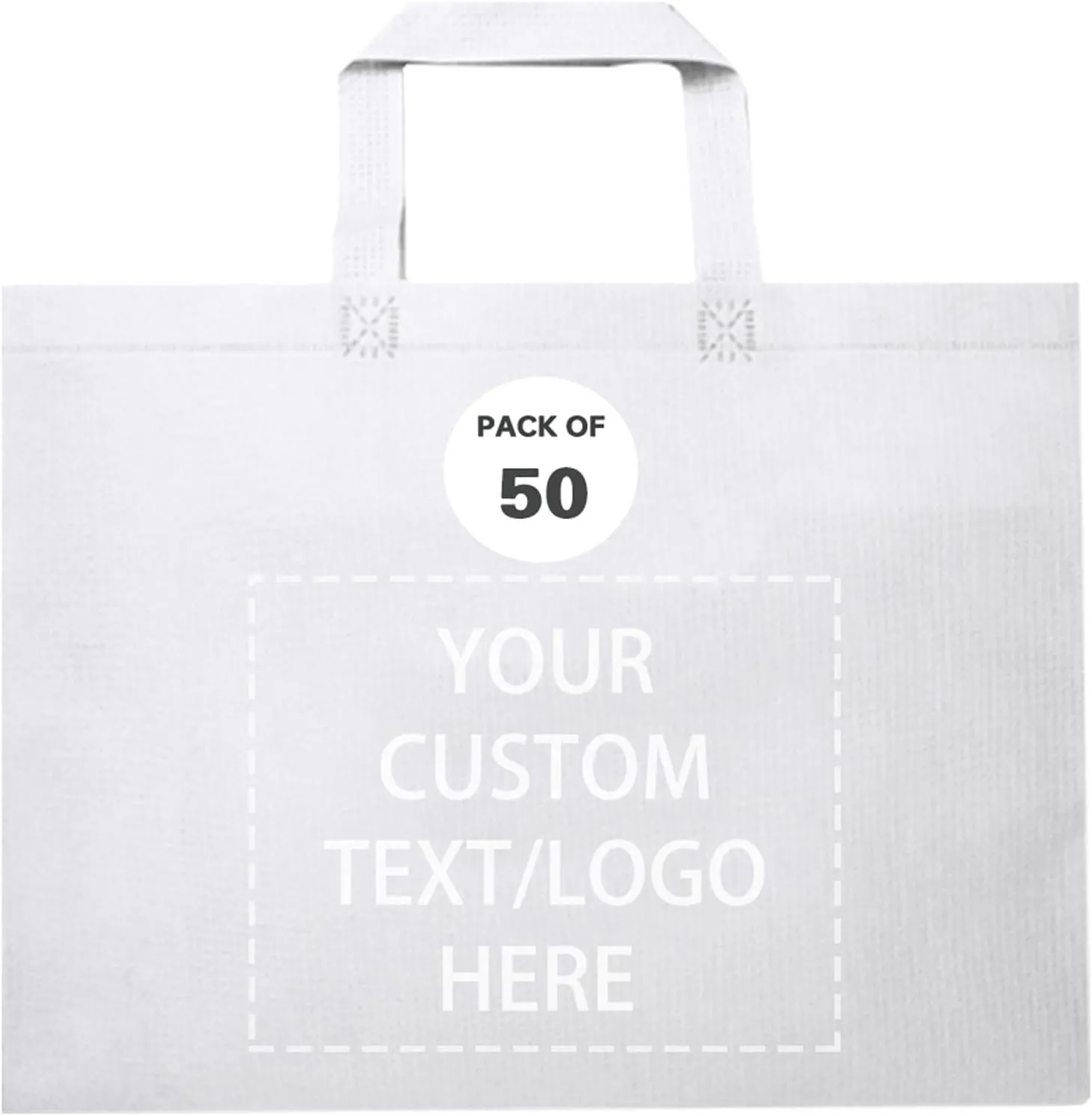 Custom Tote Bags Set of 50, Bulk Pack Grocery Shopping Travel Business Activities advertisement Reusable Bag